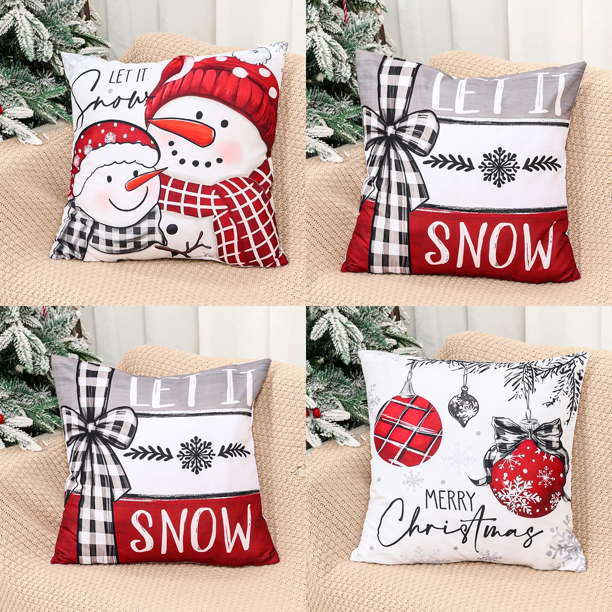 4pcs Merry Christmas Cushion Cover Home Decorations 2025 Christmas Ornament Pillow Case Xmas Navidad Gifts New Year Gifts 2026