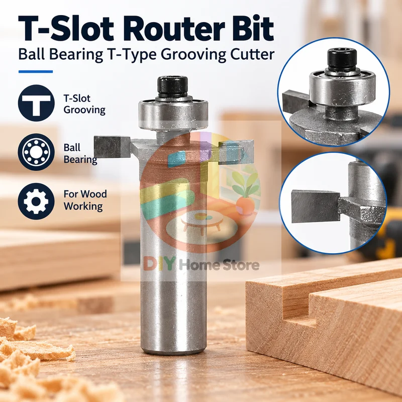 Ball Bearing T-grooving Cutter 1PCS Easy Operate Durable Slotting Tool for Game Machine Wood Board Hobbyist Woodworking DIY
