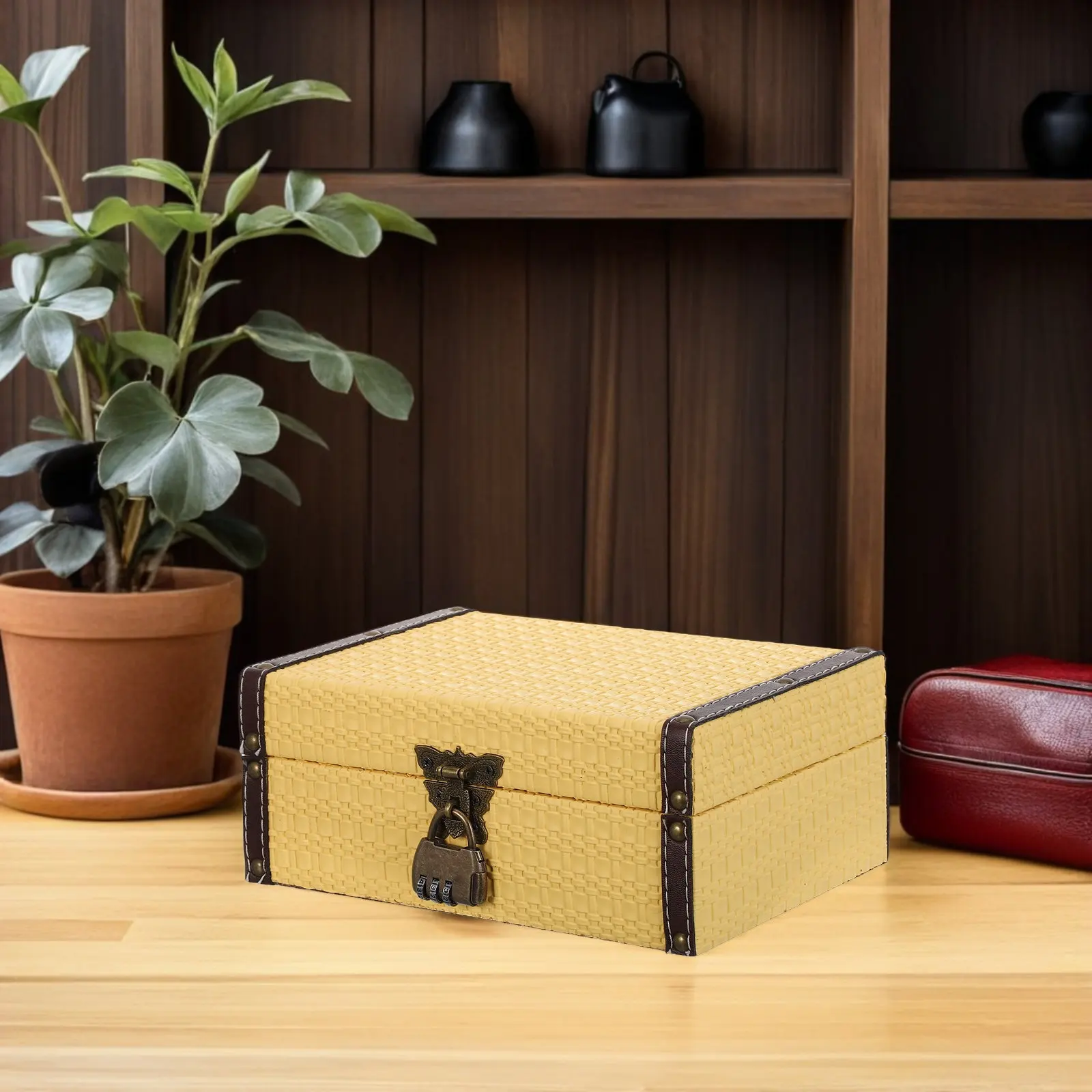 Lockable Jewelry Storage Box Violet Wood Jewelry Organizer Compact Travel Case Lockable Decorative Treasure Chest