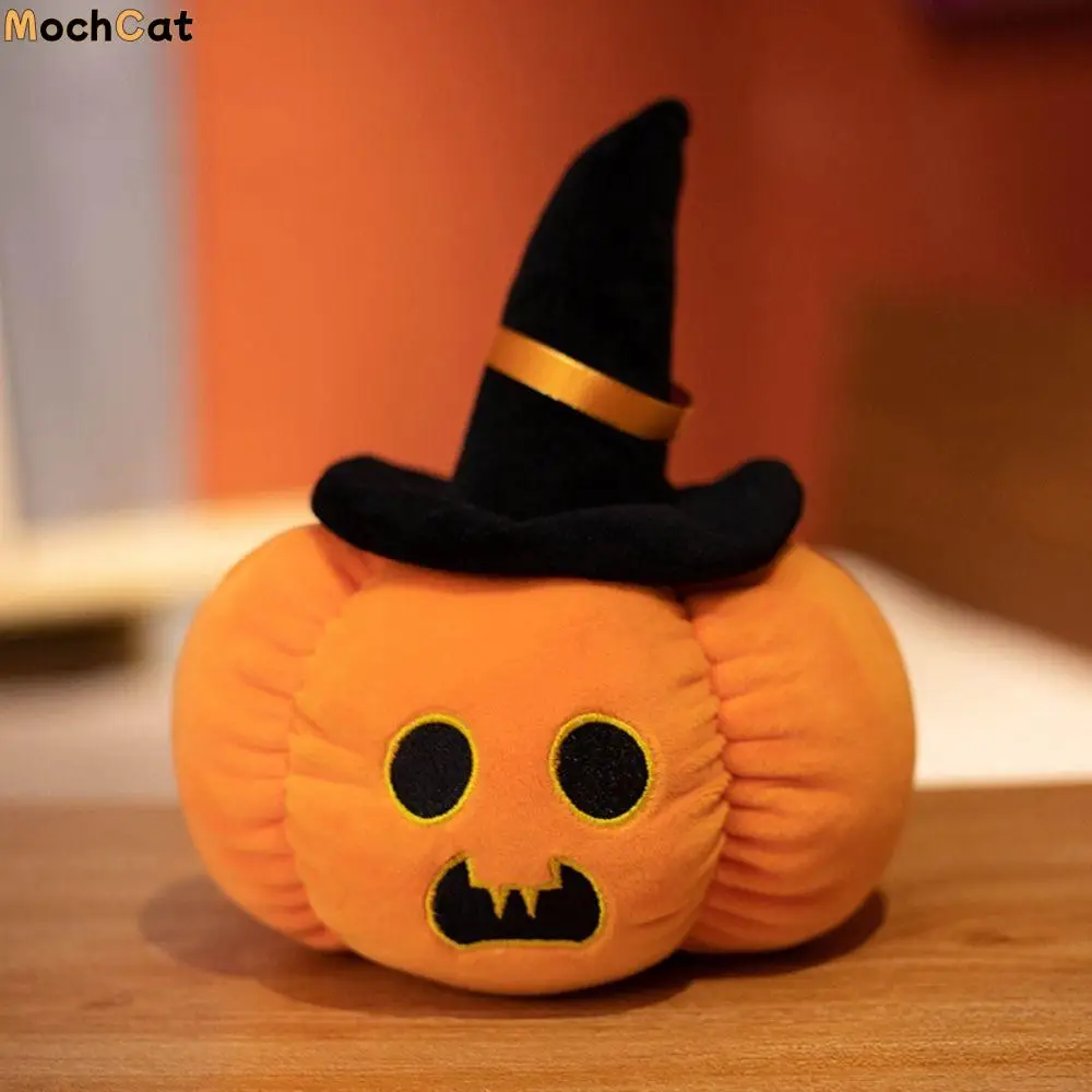 

Wearing Hat Pumpkin Demon Doll PP Cotton Stuffed Halloween Plush Toy Soft Funny Halloween Pumpkin Throw Pillow Home Decoration