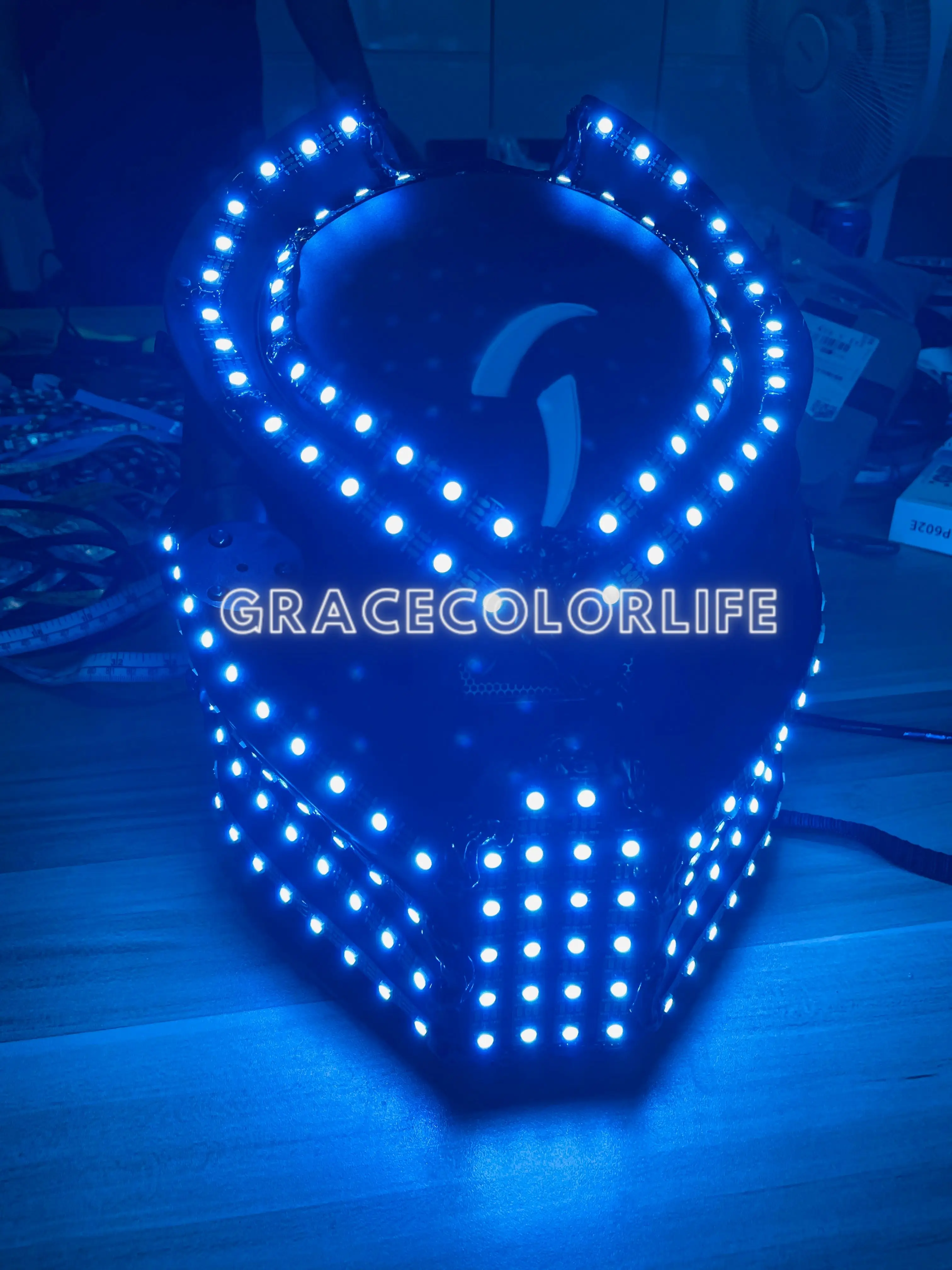 Colorful LED Lights Helmet Holiday Party Stage Performance Bar Nightclub Costume Accessories Robot Helmet Cosplay Mask