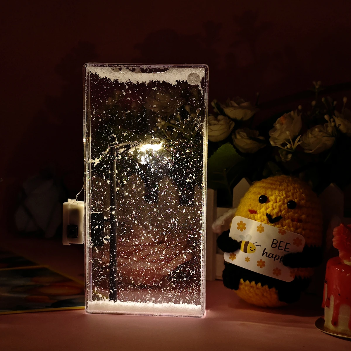 

Snow Scene Night Light Desk Light Christmas Crafts Snowy Night Lamp Decor Arts And Crafts Night Street Lamps for Girls