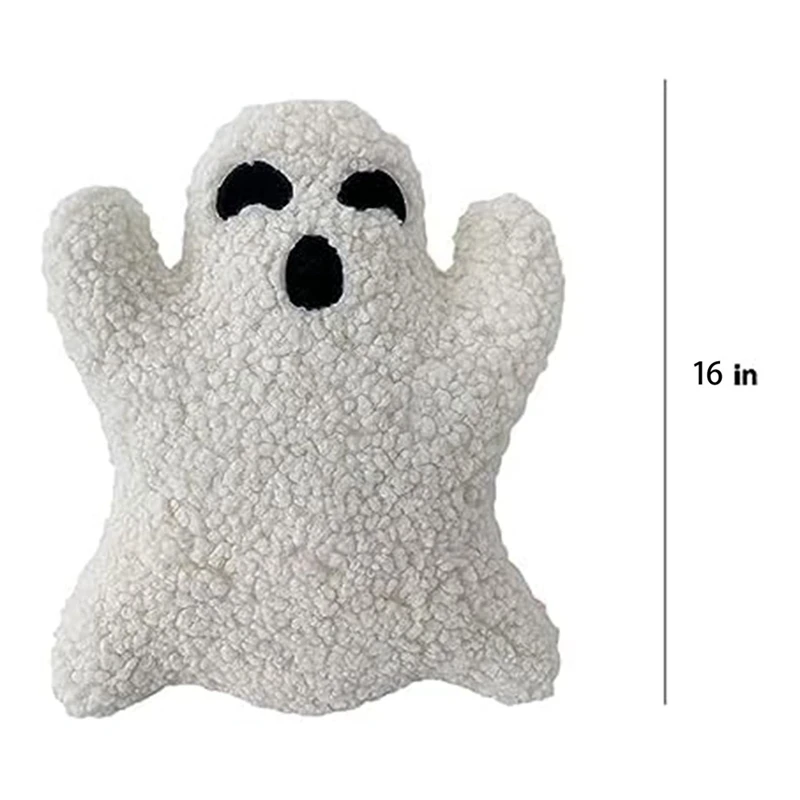 1 Piece Halloween Decor Ghost Pillow Cute Ghost Plush Ghost Shaped Pillow White & Black 16 In Ghost Stuffed Animal