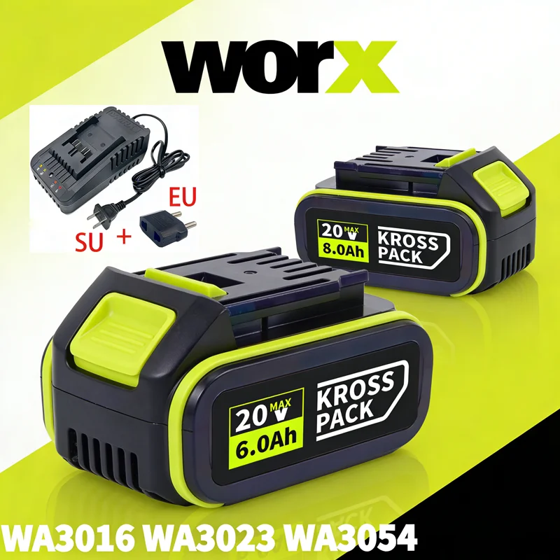 

Original 100% WORX 20V 6000mAh/8000mAh Li-ion Battery For WORX 5pin WA3525 WA3520 WA3551 WA3551.1 Cordless Power Tools Battery