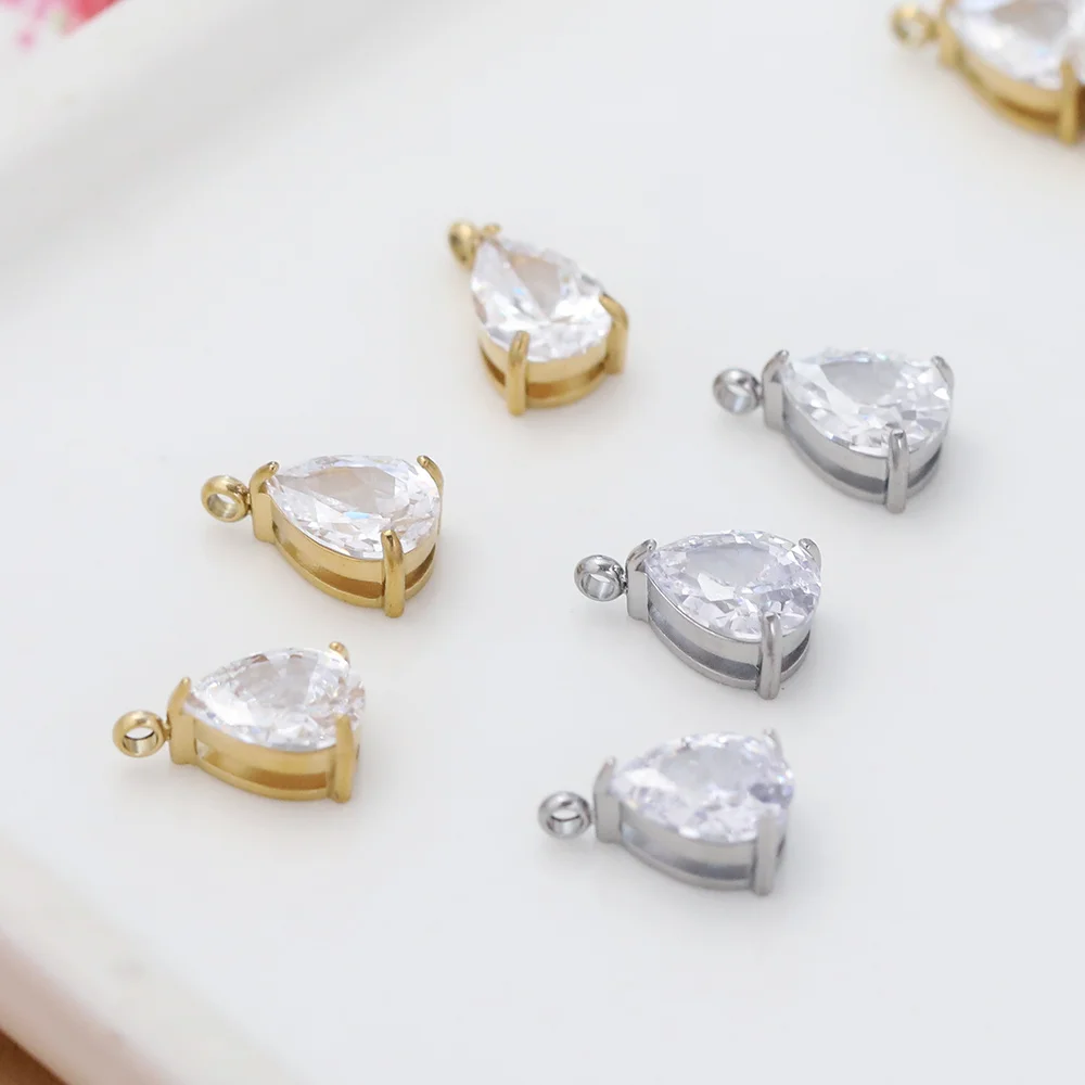 

Cordial Design 6*11MM 20Pcs Stainless Steel/Water Drop Shape/CZ Charms For Earrings/DIY Hand Made/Jewelry Accessories #195263