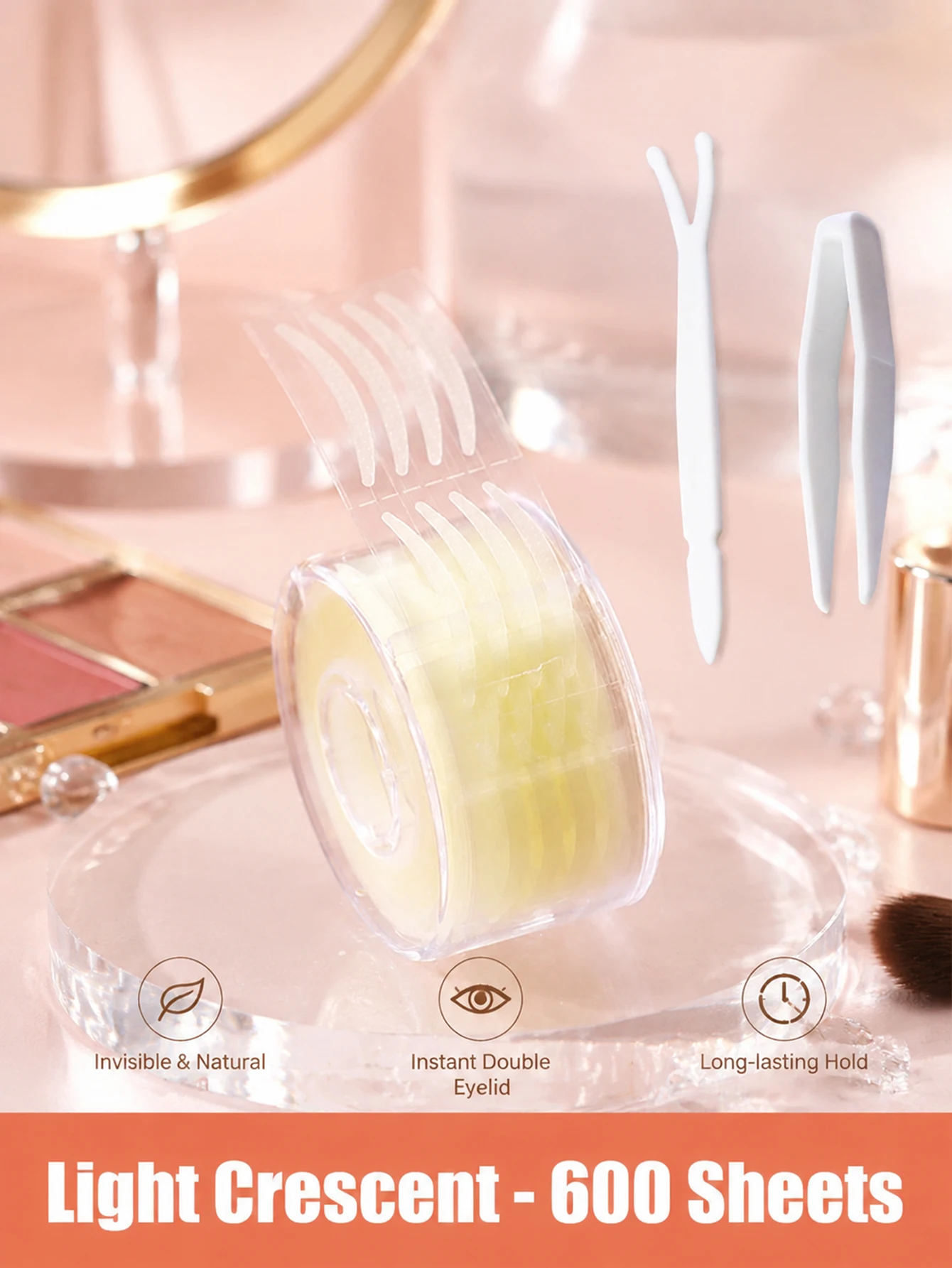 600Pcs Double Eyelid Tape Invisible Thin Roll Natural Makeup Tool Beginners with Free Applicator Professional Eye Lift Sticker view 3