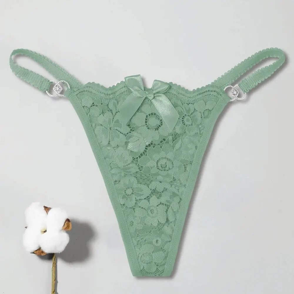 

Comfortable Solid Color Sexy Lace Thong Low Waist Cotton Crotch Traceless Panties G-String Underwear Seamless Briefs Women