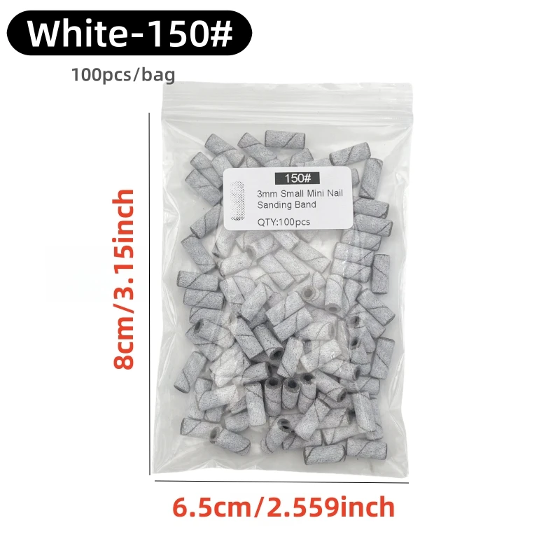 100Pcs/bag 3mm Mini Nail Sanding Bands  Thickened High-quality Colorful Nail Sanding Rings for Removing Nail Polish, Buffing Cut