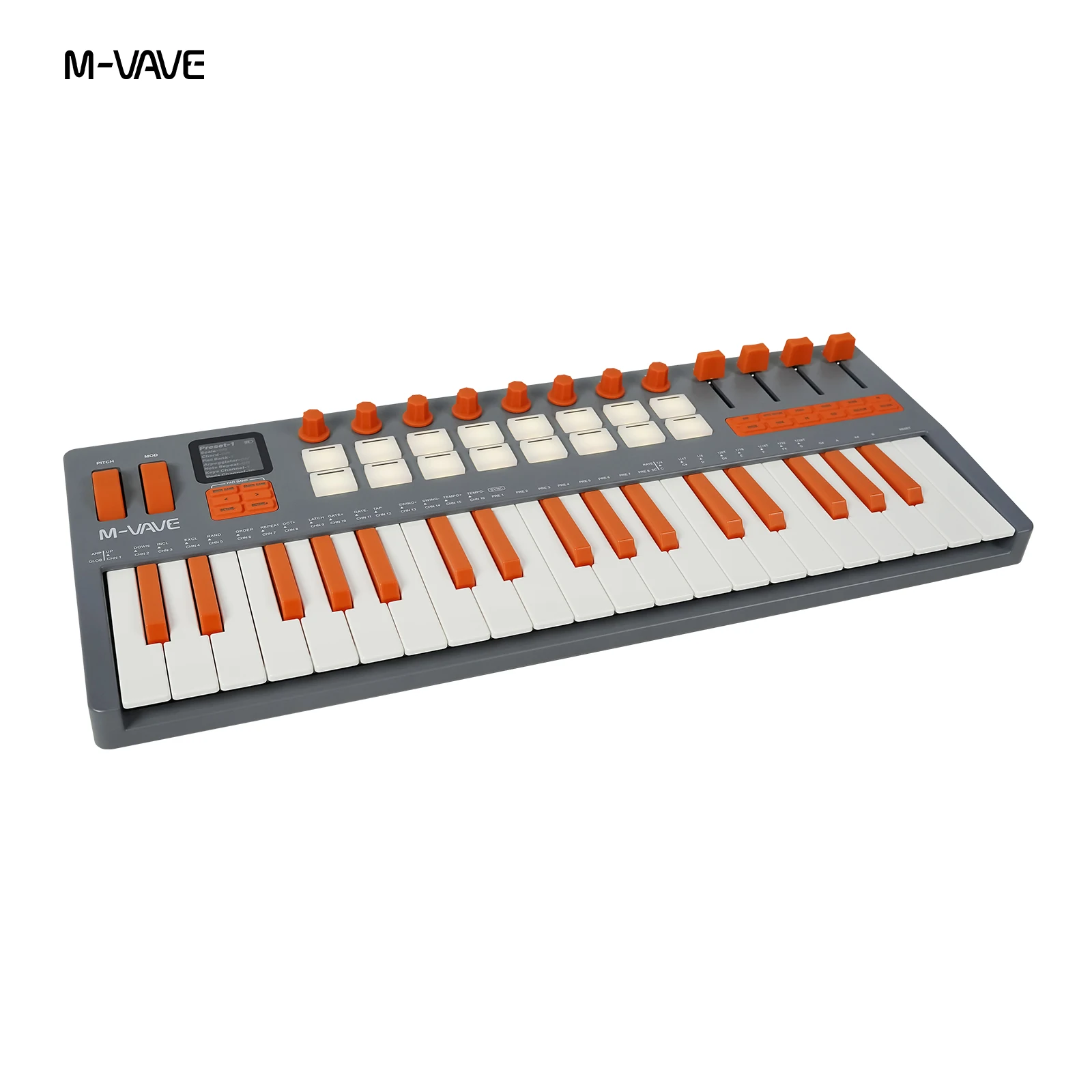 وحدة تحكم بلوحة مفاتيح MIDI اللاسلكية M-VAVE SMK-37 Elite مُركب مدمج 37 مفتاحًا، 16 لوحة طبلة، 8 أجهزة تشفير، متوافقة مع DAW وiOS #2