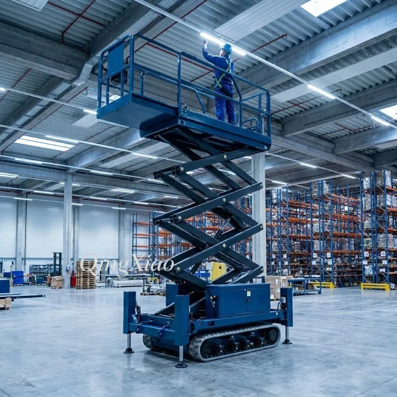 FOB Crawler Scissor Lift Table Tracked Aerial Platform Self Propelled 10m Automatic Rough Terrain Heavy Duty Stable Lifting view 3
