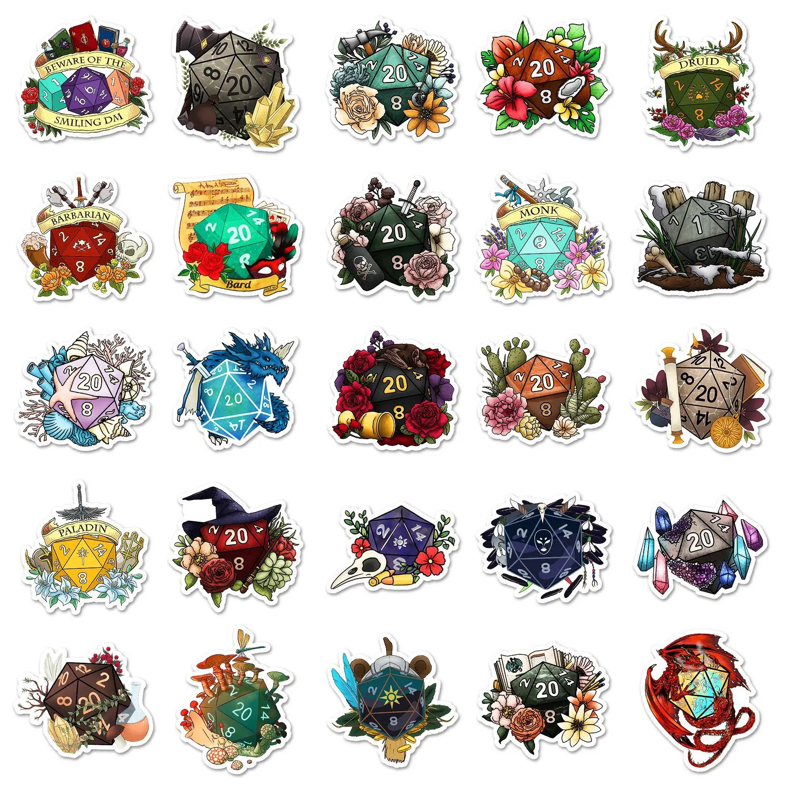 

10/50PCS Dice Dragons and Dungeon Graffiti Stickers Exquisite DIY Toys Secret for Bottle Scrapbook Travel Bag Aesthetic Decals