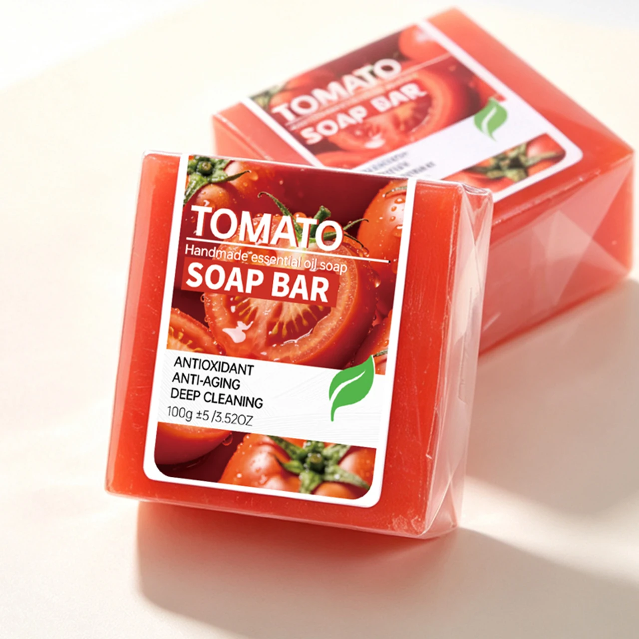 100g Tomato Handmade Soap with Turmeric Essential Oil VC Lemon Brightening Cleaning Bath Soap Carrot Glycerin for Skin Care