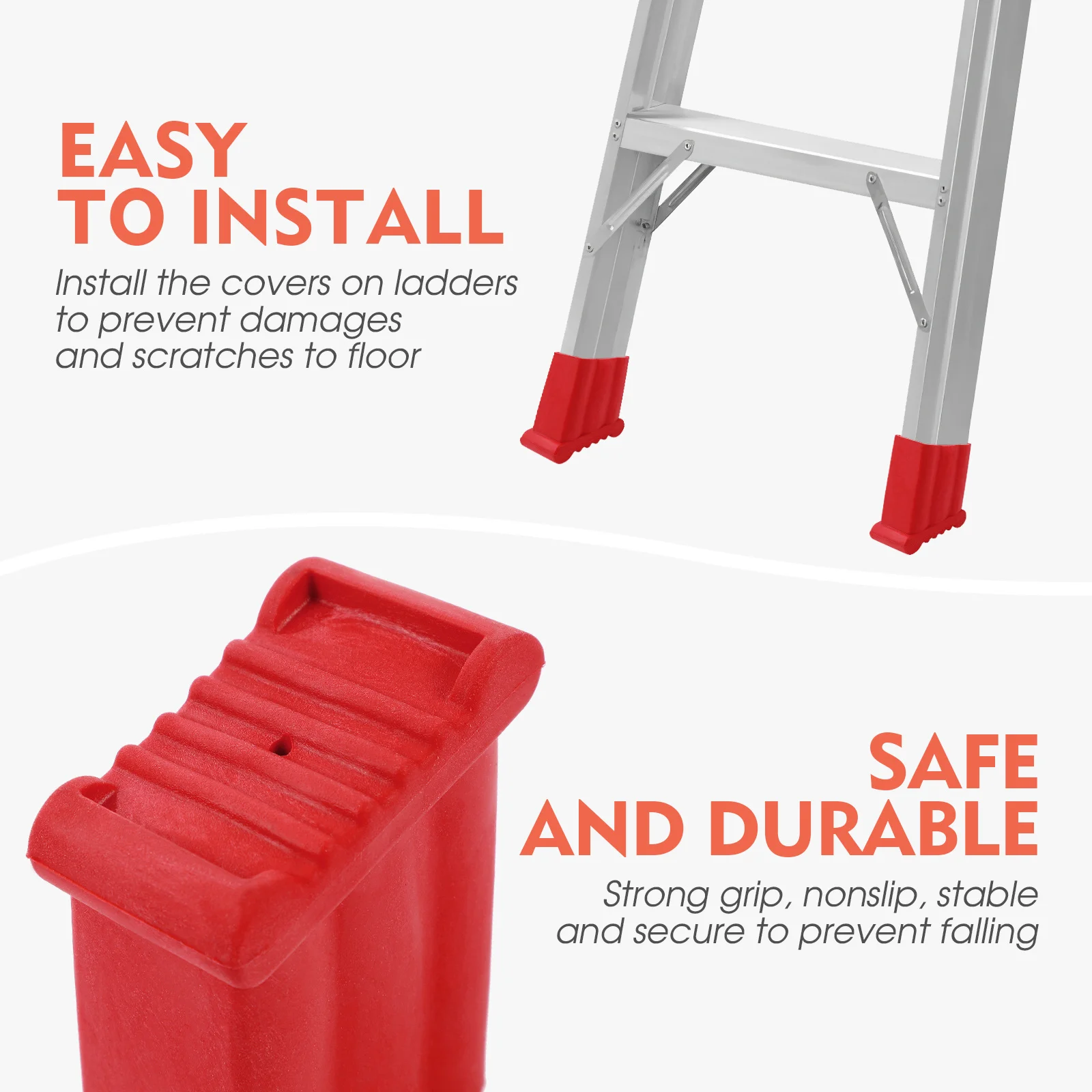 

2pcs Ladder Feet Pad Red Skid-Proof Non-Slip Cover For Stepladder Floor Protector Rubber End Caps Ladder Accessories Building
