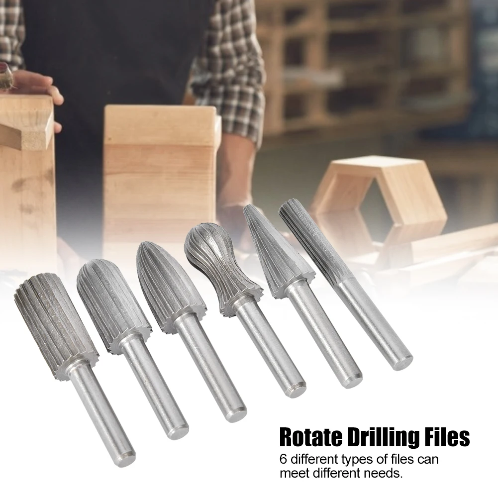 

6pcs Bearing Steel Rotating Drilling Grinding File Set for Die Grinder Metal Engraving Knife and Mold Polishing