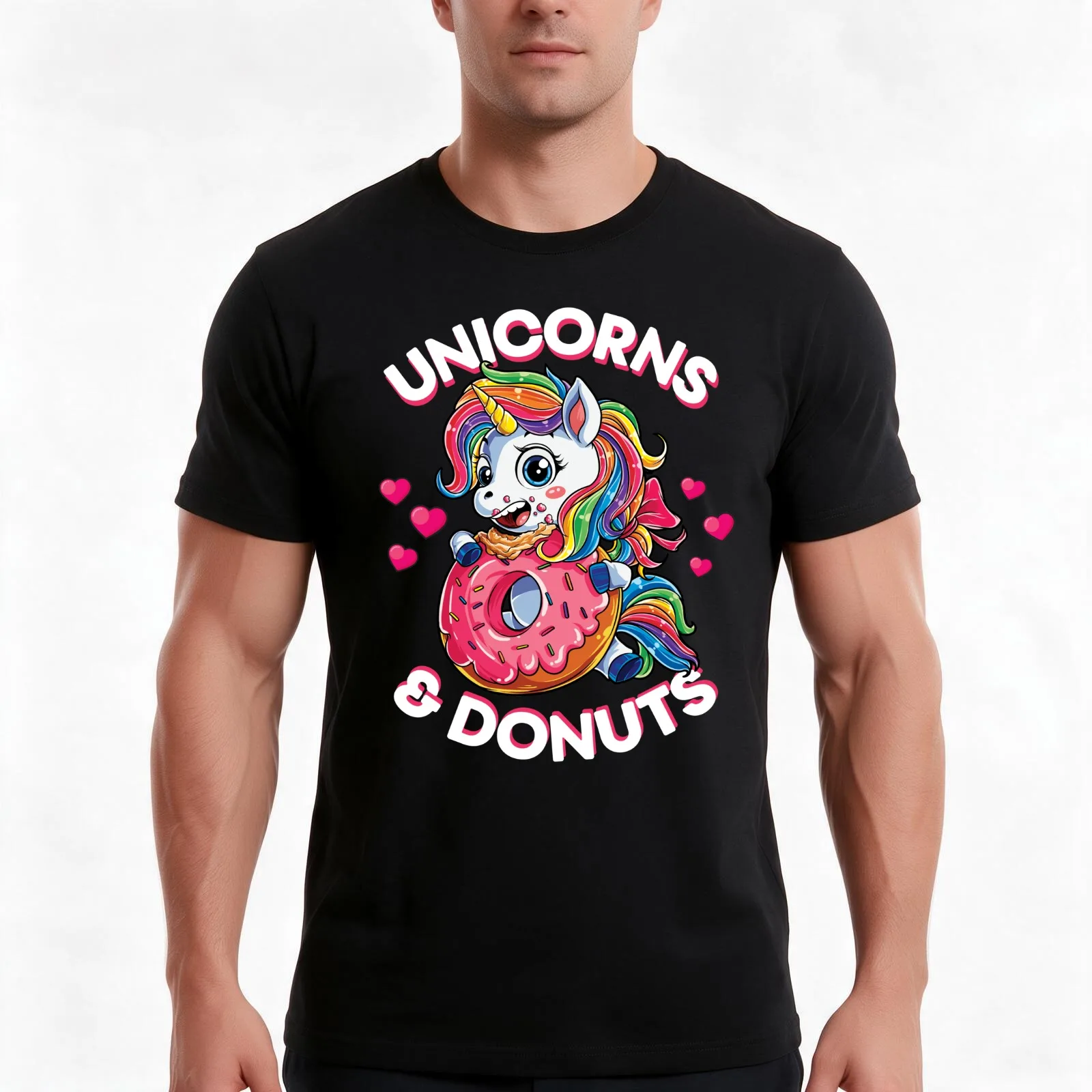 Doughnicorn Unicorn Eating Donut T shirt Girls Kids Rainbow Squad Cute Gifts Party T-Shirt
