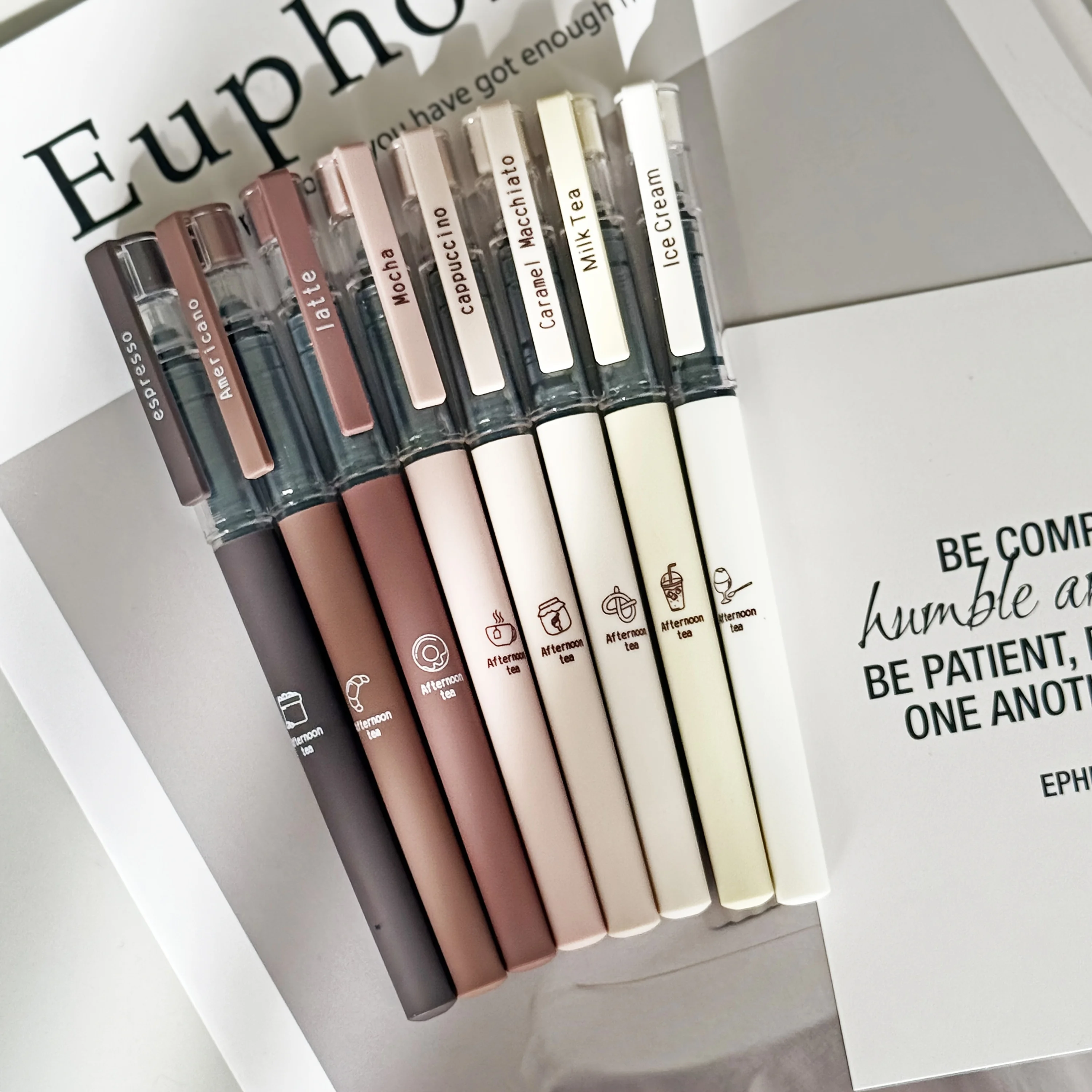 

1 Set of 6 Black Quick-Drying Gel Pens, High-Quality Liquid Ink Coffee-Themed Fast-Drying Gel Pens Suitable for Note-Taking, Drawing, School and Office Use, Essential Back-To-School Supplies