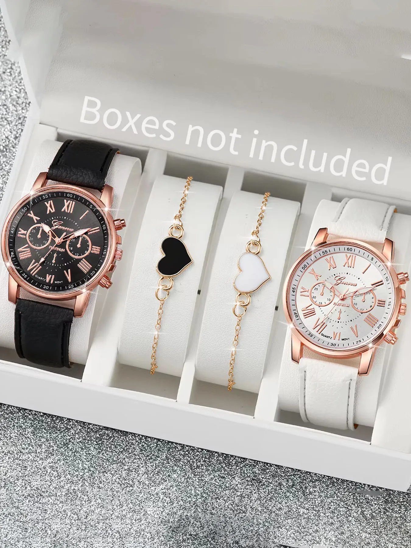 4-piece exquisite and versatile women's watch set, fashionable quartz watch, casual steel strip watch, women's watch set