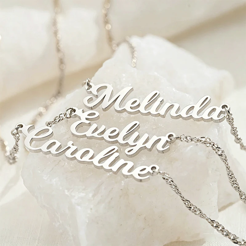 2026 Trend Woman Custom Name Letter Pendant Necklace Stainless Steel Personalized Nameplate Choker Jewelry Valentine's Day Gift