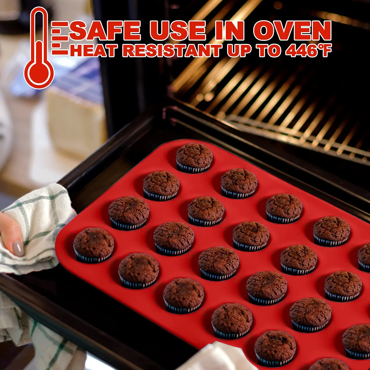 Silicone Muffin Pan 12 Cups Cupcake Tray Non-Stick Silicone Baking Molds For Making Muffin Cakes Cupcake Chocolate Bread Tart