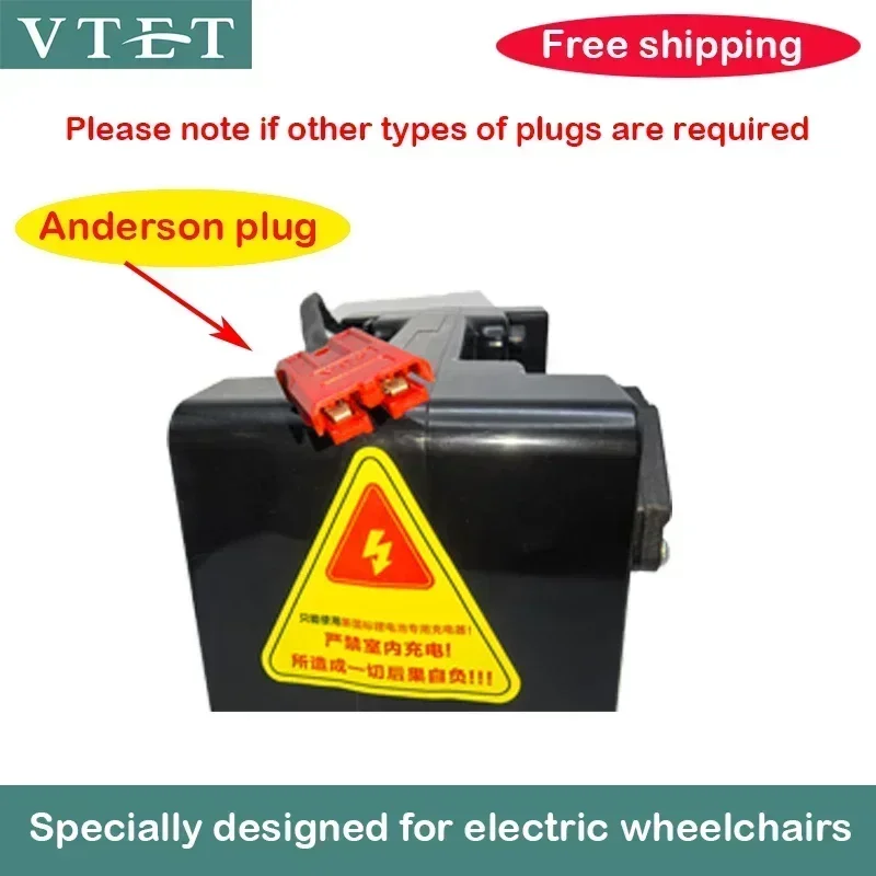 VTET 24V24AH/12Ah Electric Wheelchair Universal Portable Battery Brand New Genuine, Long-lasting, Safe and Reliable Battery Pack