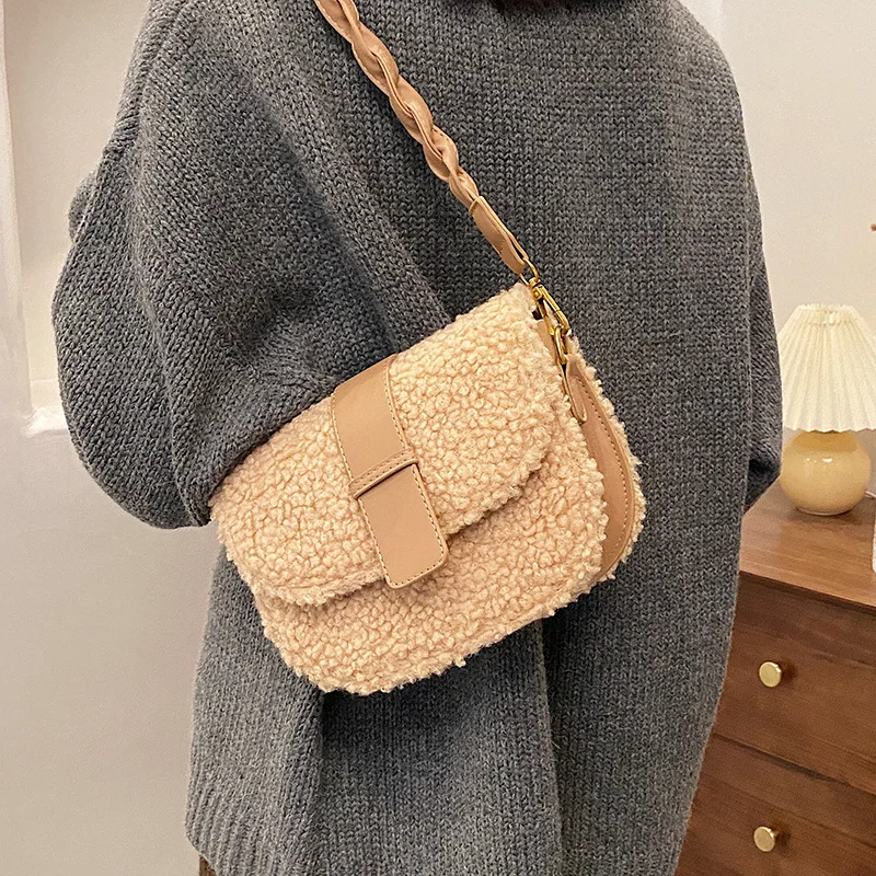 Plush Bag Luxury Women's Fashion Shoulder Messenger Leather Handbags Purse Crossbody High Quality Casual Classic Style Versatile