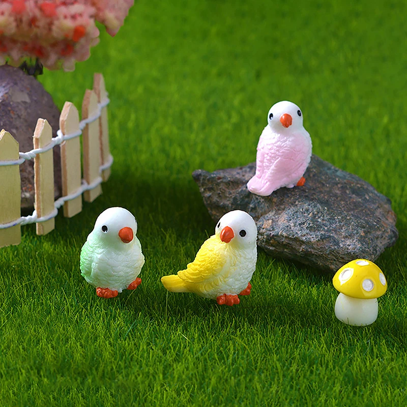 1pc Cute Parrot Figures Miniature Animal Figurine Mini Fairy Garden Micro Landscape Aquarium Fish Tank Statue Resin Crafts