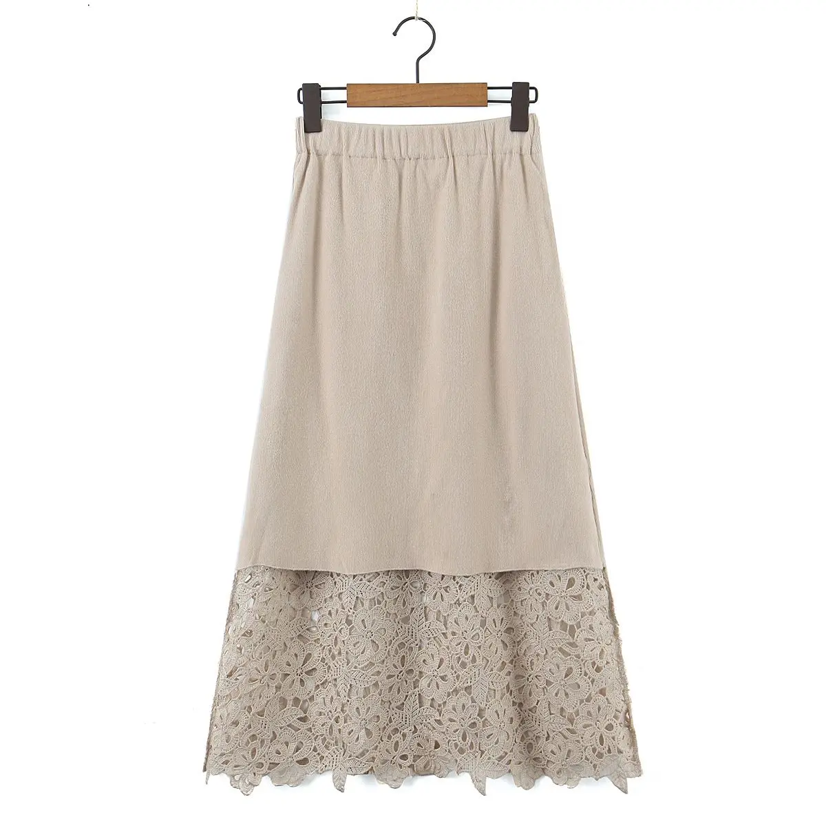 Hollow Out Lace Knit mid-length Skirt Women Autumn Winter 2023 Plus Size Casual Clothing Good Quality Vintage OL French Skirt