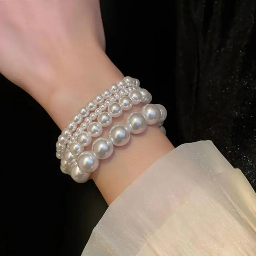 Aihua 4/6/8/10/14mm Koreanische Elegante Perle Perlen Armband für Frauen Trend Imitation perle Armband Hochzeit Schmuck Geschenke – Detail 1