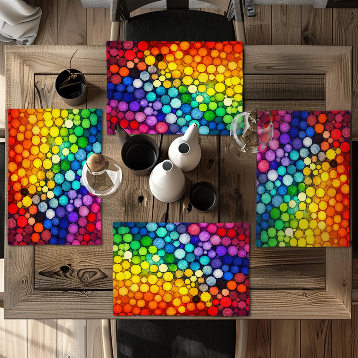 Bohemian Mandala Pattern Polyester Placemats & Coasters - Stylish Table Linens for Home, Restaurant and Daily Use