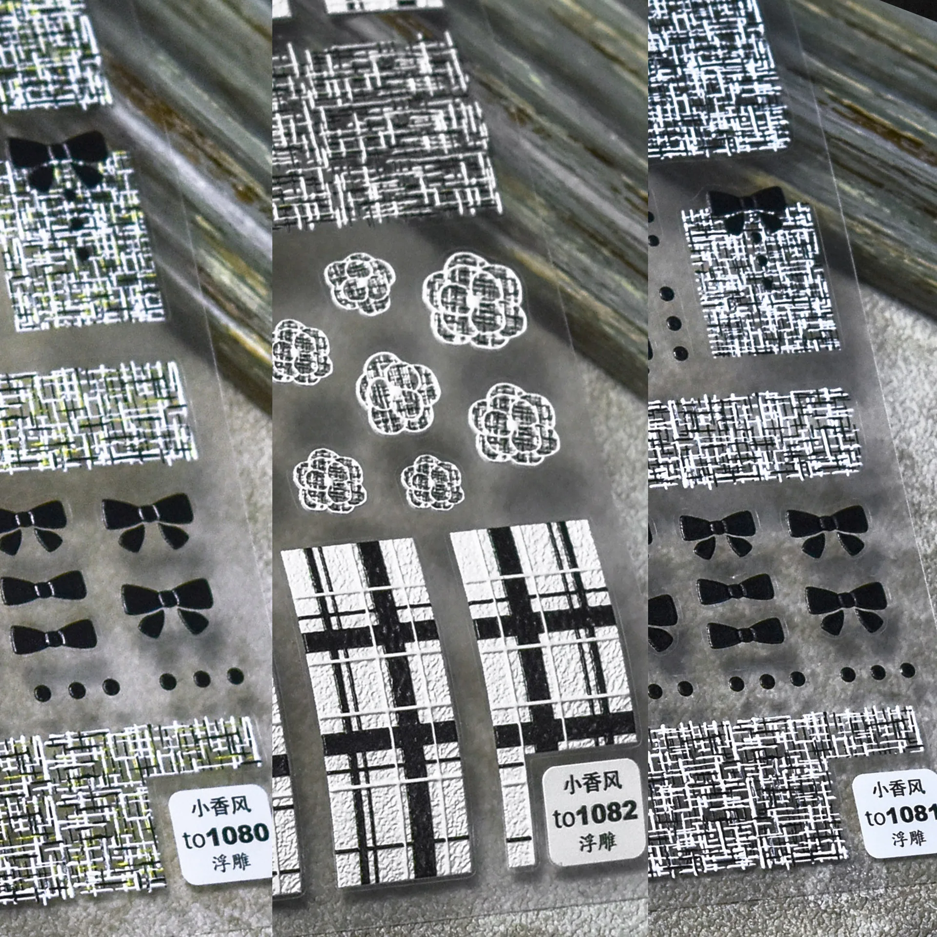 1 pcs 5d weich geprägte weiße schwarze Vintage Hahnen tritt bogen kleber Nail Art Aufkleber Aufkleber Maniküre dekorative Nagel aufkleber