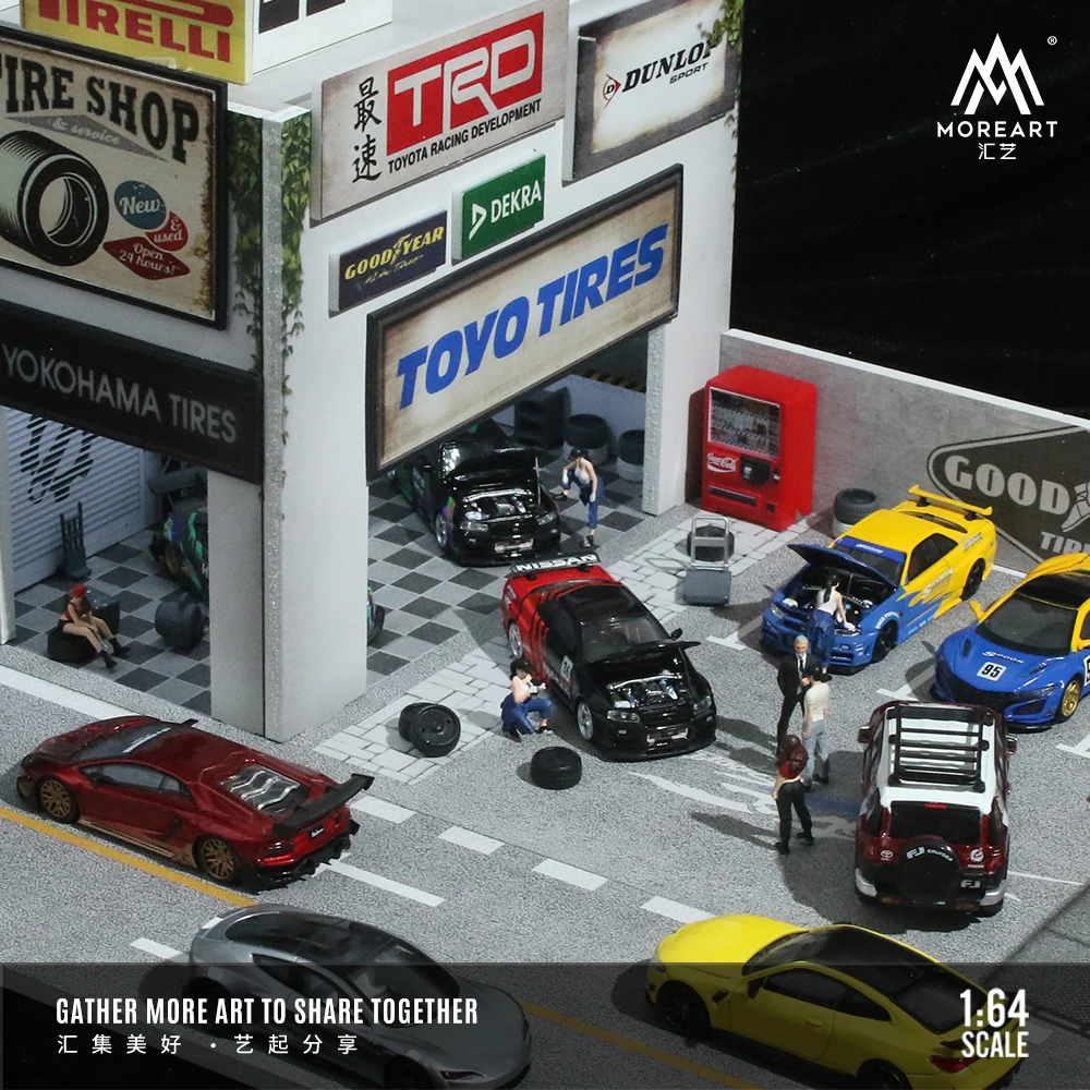 MoreArt1:64 Retro Car Repair Shop Lighting Edition Scene Assembly Model, bezpieczne opakowanie, wydajna usługa transportu