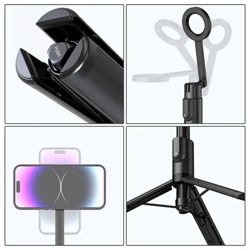 360 Rotating Selfie Tripods Two Reinforced Base 3kg Capacity No Slip Silicone Pad Aluminum Alloy F19E
