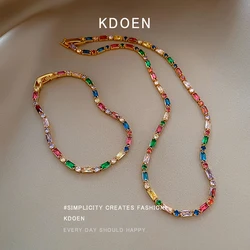 2024 Luxury Design Colorful Zircon Chain Necklace Bracelet Jewelry Sets Korean Fashion Accessories Exquisite Gift for Womens
