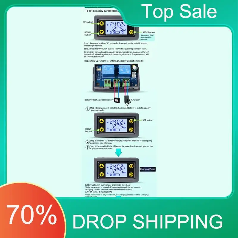 AT03 أعلى بطارية الكولومتر بطارية ليثيوم كاشف التيار ثنائي الاتجاه شحن البطارية التلقائي وإدارة التفريغ