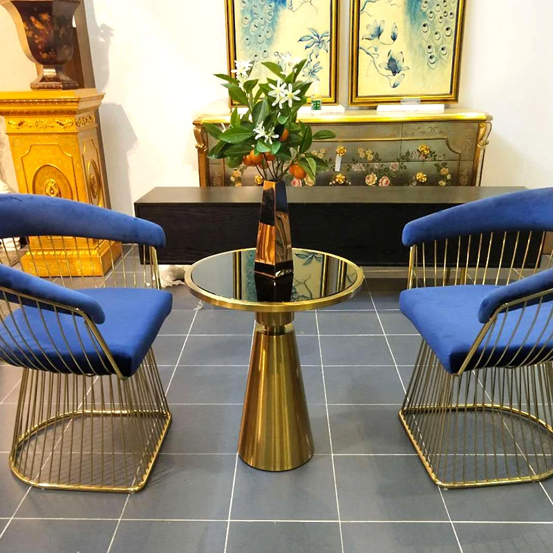 Mini mesa auxiliar, mesa de centro de cristal.