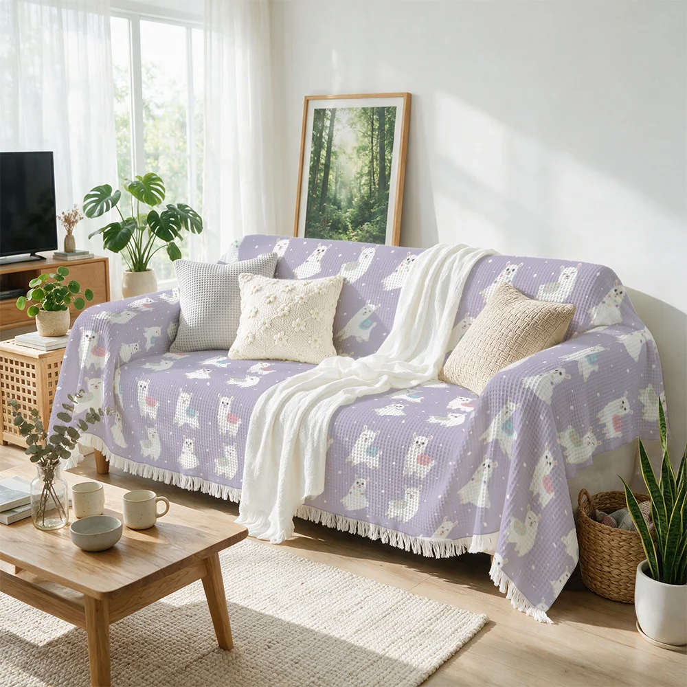 Ultra Cute Lamb Pattern Throw Blanket Sofa Cover for Living Room Couch Decor Knit Cozy Washable Decorative Throw Gift for Home
