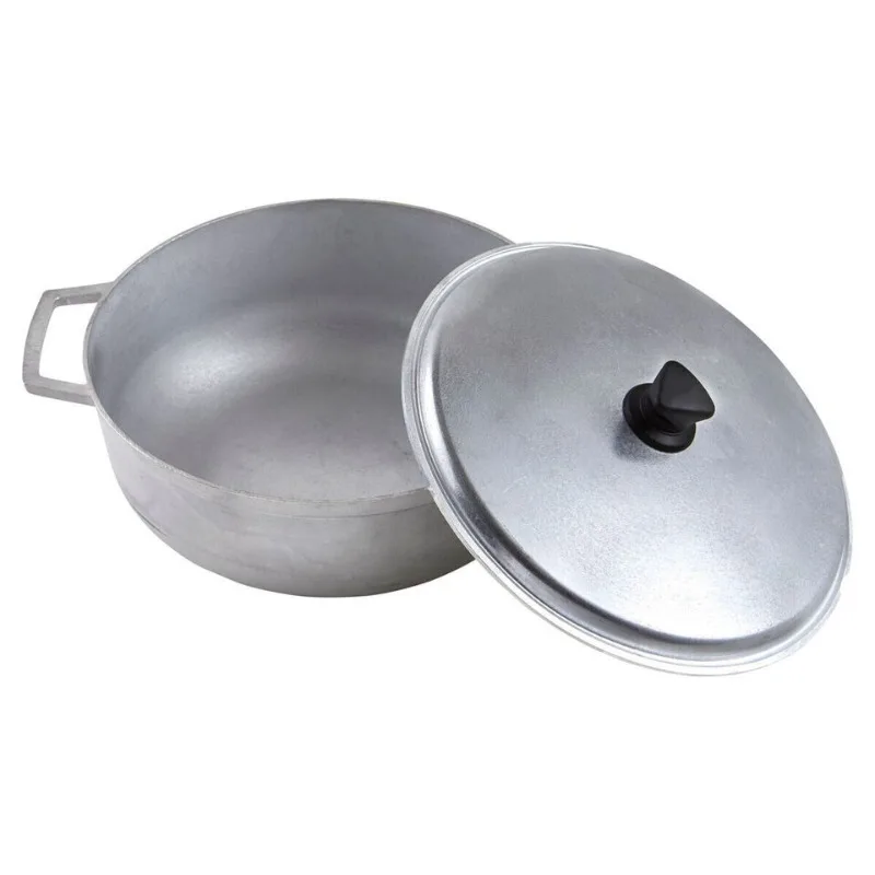 Aluminum pan for even heat distribution and quick cooking oven pan, with lid ideal for rice, French fries, etc