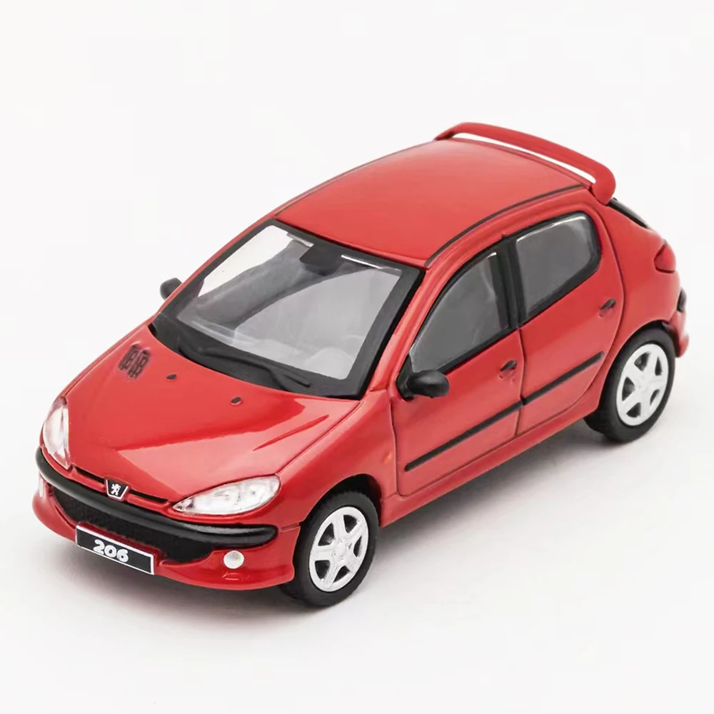 DCT 1/64 206 Model Car Vintage Vehicle Hatchback Diecast Car Collection Toy Station Vehicle Gift For Adults With Display Case