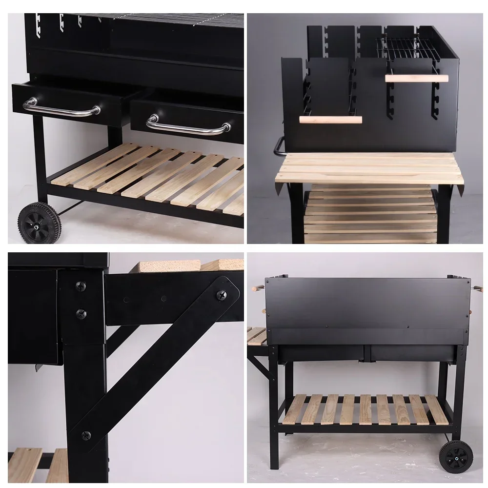 

#For Outdoor Adjustable Cooking Height Bbq Grill Trolley Barbecue Charcoal Grill