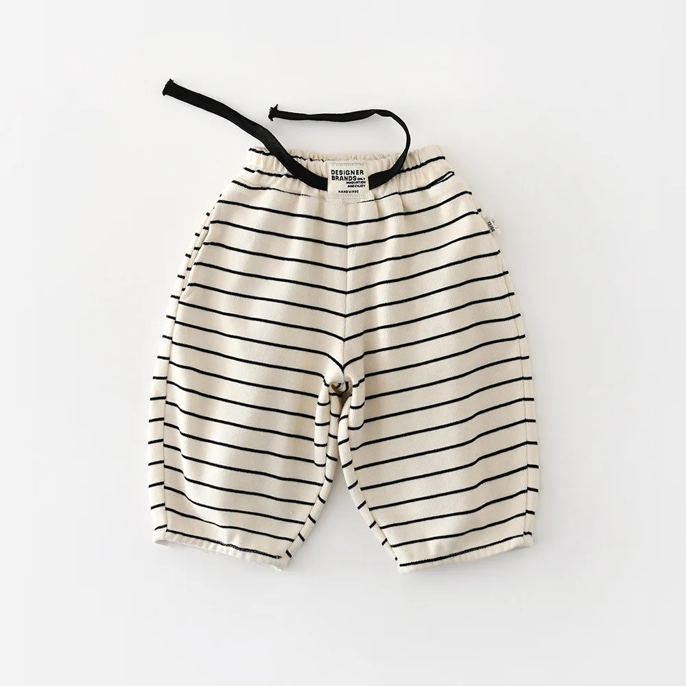 1441 Baby Pants 2026 Spring New Korean Striped Boy's Casual Pants 0-4Year Girl's Striped Pants Trousers