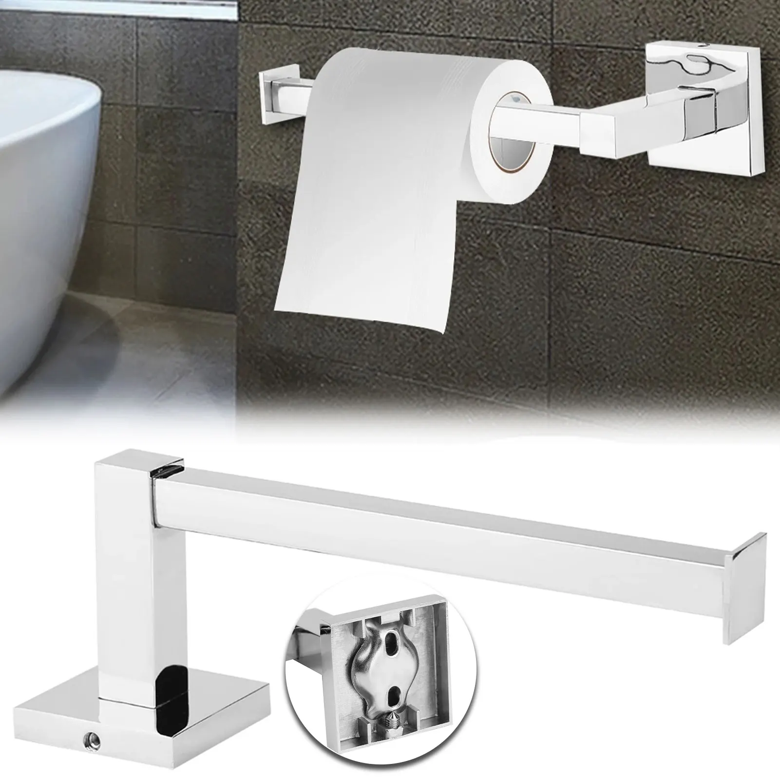 

Roll Paper Holder Stainless Steel Wall Mount Paper Towel Stand Household Tissue Organiser Storage Bracket For Washroom Toilet