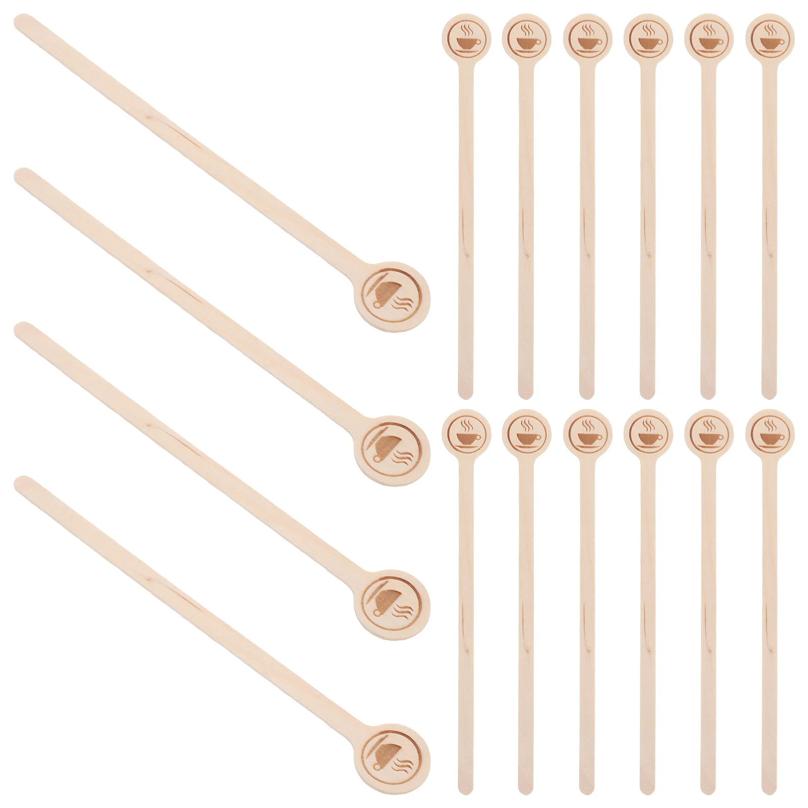 

100Pcs Wooden Beverage Stirring Rods Smooth Round Headed Individually Wrapped Reusable for Coffee Chocolate Cocktails Beige
