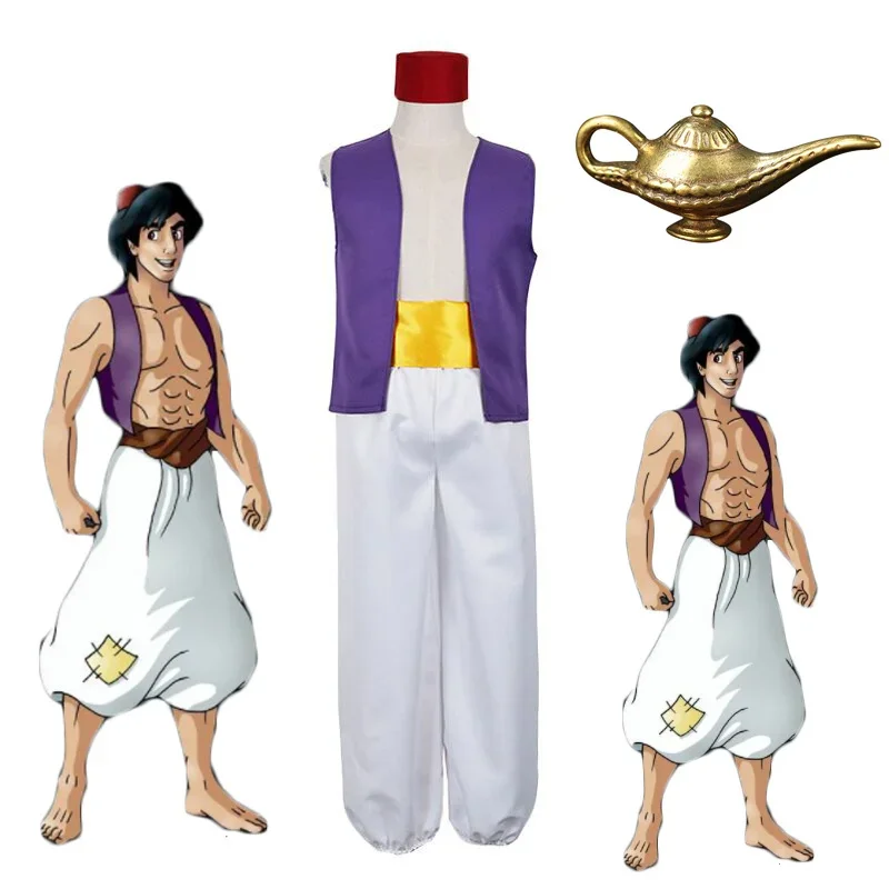 Adult Kids Aladdin Lamp Prince Men Aladdin Costume Halloween Anime Cosplay Fancy Dress Adam Prince Costumes