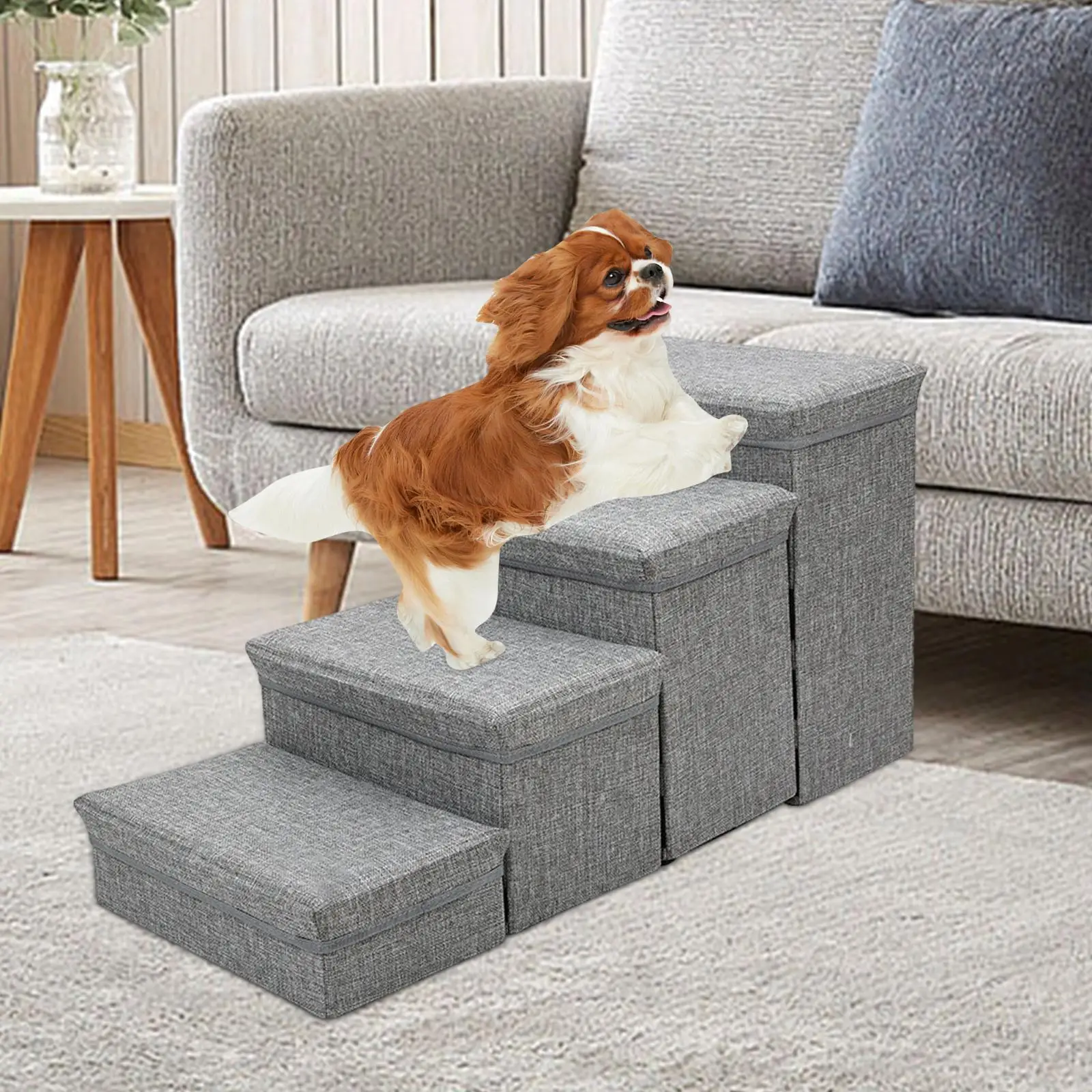 Dog Stairs Ladder Pet Supplies 4 Steps Dog Ramp for High Bed Puppy Toy Storage Box Dogs Steps Dog Climbing Ladder Dogs Pet