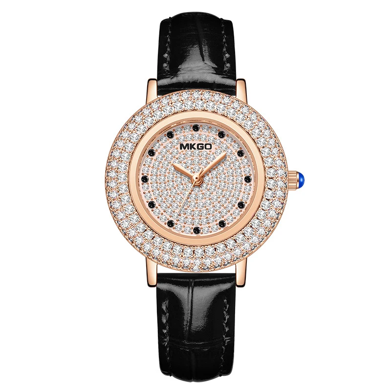 UTHAI W43 New Women\'s Brand Quartz Watch Luxury Full Diamond Jewelry Crystal Gem Scale Waterproof Leather Band Ladies Watches