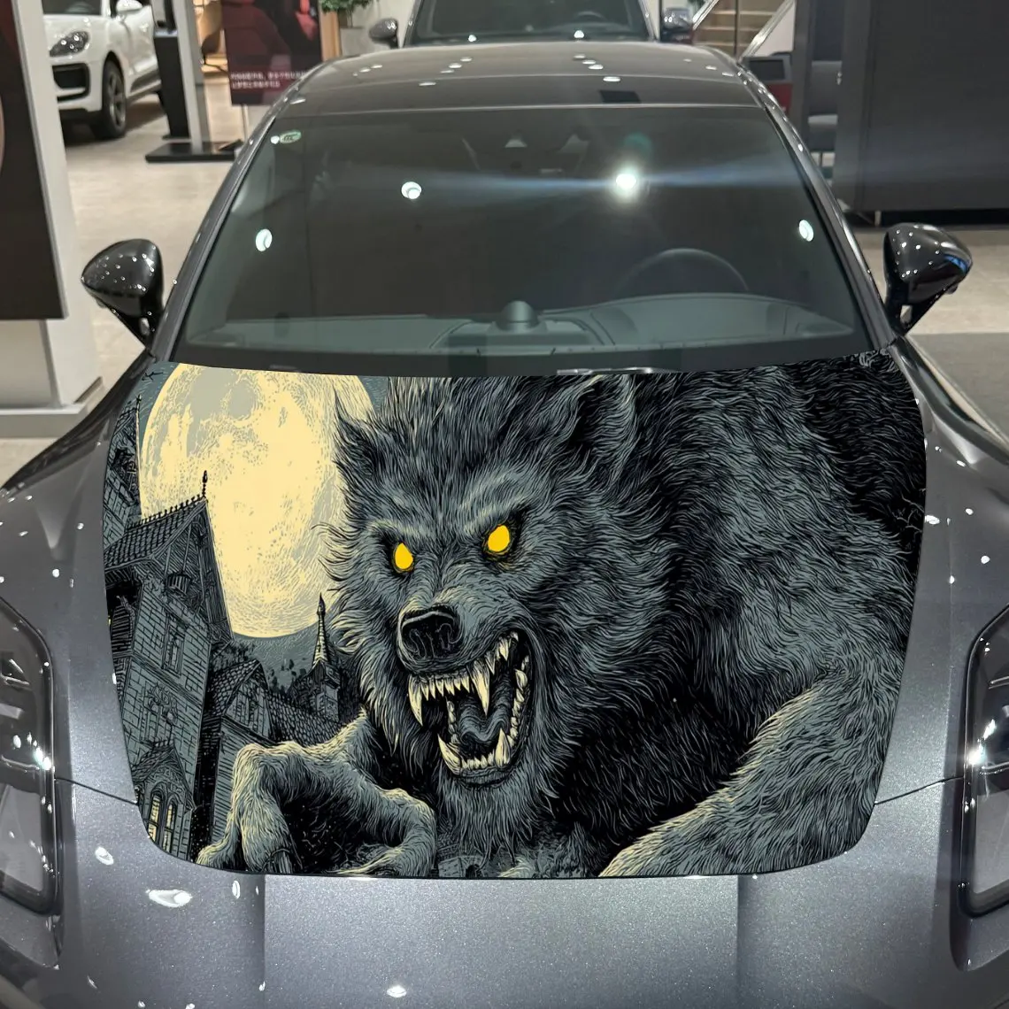 

Ferocious and Evil Werewolf Car Hood Vinyl Stickers Car Surface Protection Decal Car Decoration Cover Vinyl Wraps Waterproof Sel