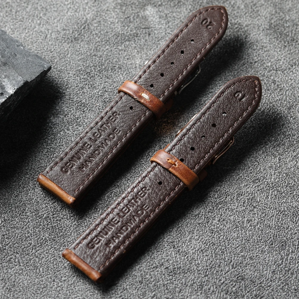 Handmade Short Italian Cowhide Leather Bracelet, 18 19 20MM Vintage Style, Genuine Leather Soft Bracelet, Size S, Men\'s and Wome