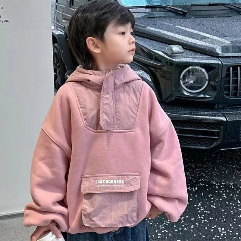 

Children's Autumn and Winter Sweater 2024 New Women's Treasure Hooded Top Boys' Winter Plush Loose Sweater for Children