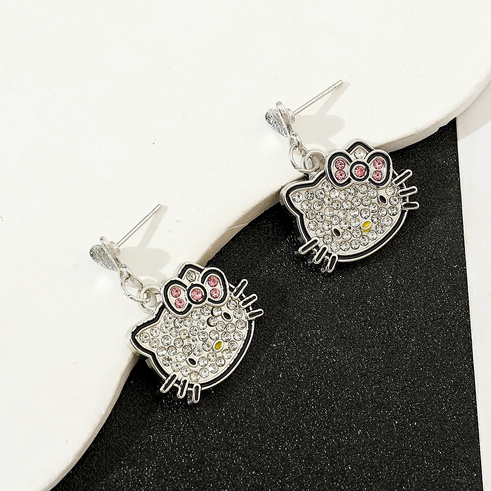 Sanrio Anime HelloKitty Earrings Fashion Handmade Pendant Accessories Cute Cartoon Figure Kitty Earrings for Party Children Gift