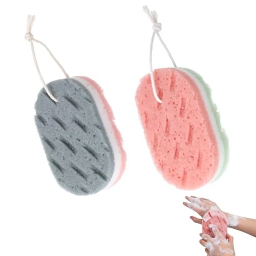 2 Pcs Soft Large Bath Sponges, 3 Layer Exfoliating Body Loofah Sponge for Shower Sponge for Women Men Bath Accessories